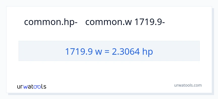 המרה של 1719.9 וואט ל- כּוֹחַ סוּס