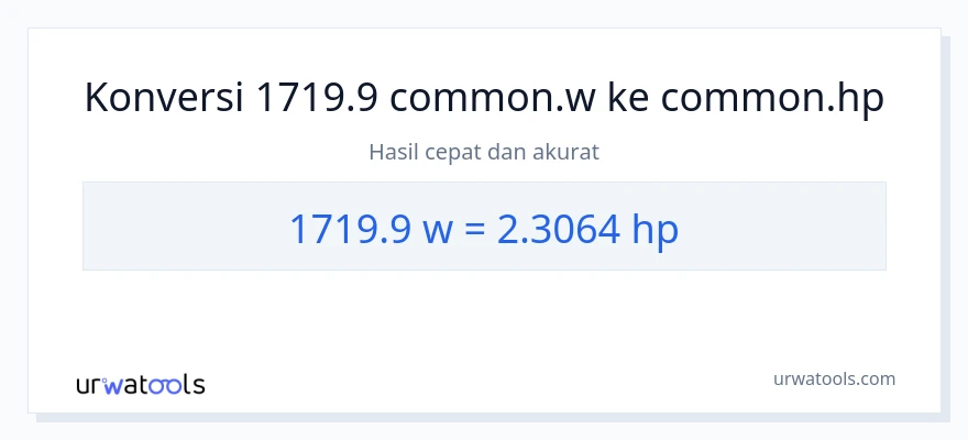 Konversi 1719.9 watt ke daya kuda