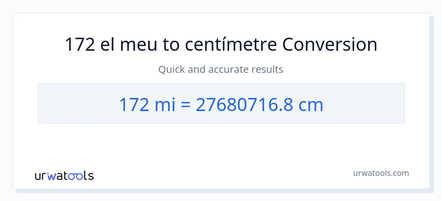 Conversió de 172 milles a Centímetres