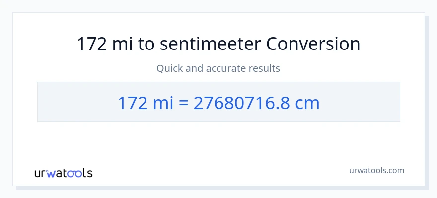 172 miilid konversioon Sentimeetrid-ks