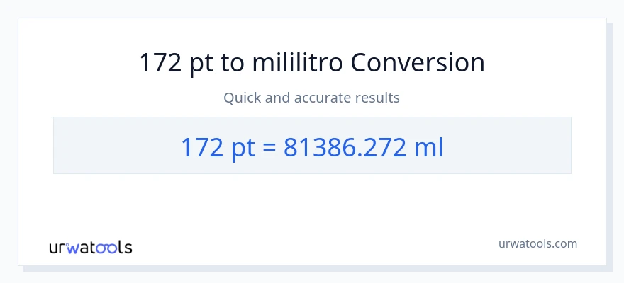 172 Pints patungong mga mililitro na conversion