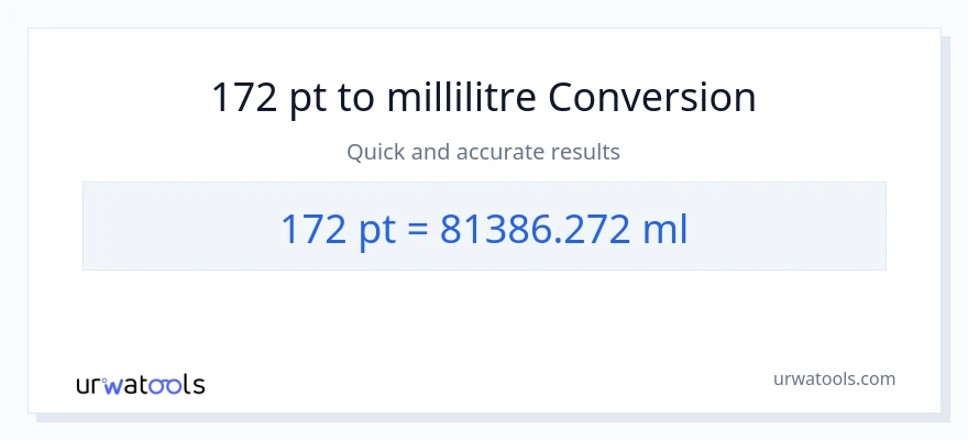 Conversion 172 Pints vers millilitres