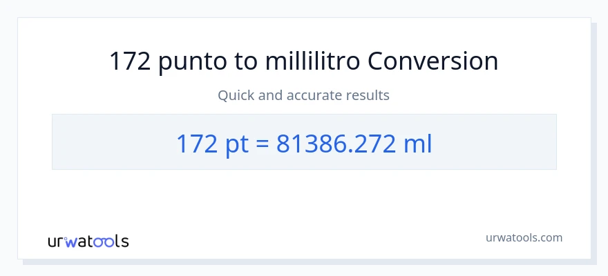Conversione da 172 Pints a millilitri