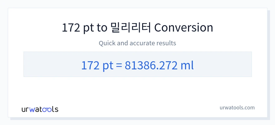 172 Pints에서 밀리리터으로의 변환