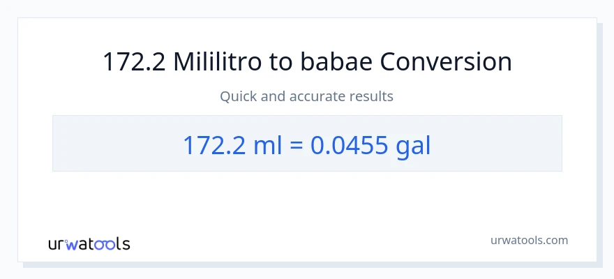 172.2 mga mililitro patungong Mga galon na conversion