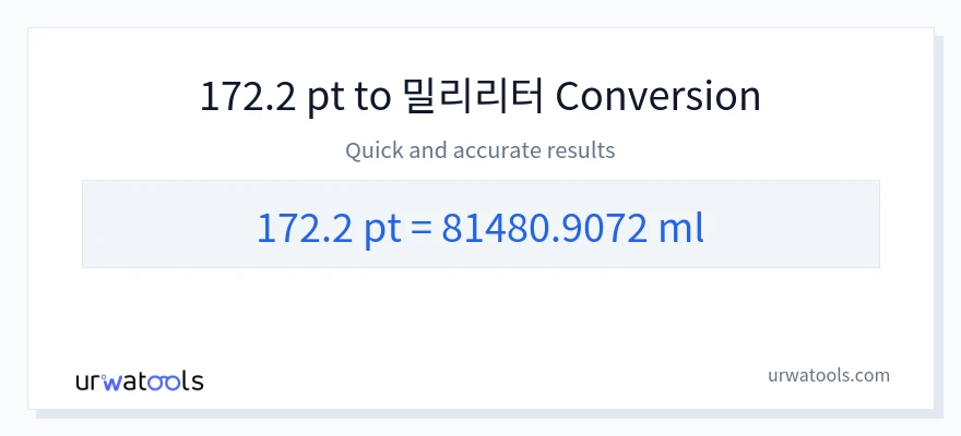 172.2 Pints에서 밀리리터으로의 변환