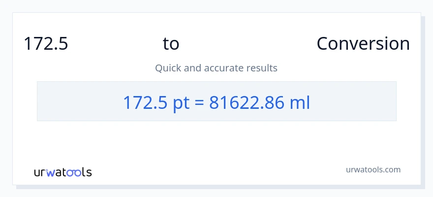 172.5 Pints ൽ നിന്ന് മില്ലിലിറ്റർ ലേക്ക് പരിവർത്തനം