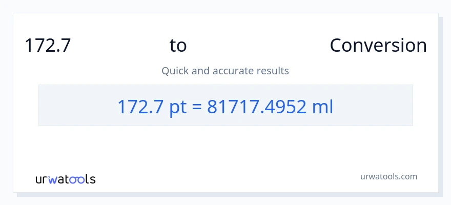 172.7 Pints ൽ നിന്ന് മില്ലിലിറ്റർ ലേക്ക് പരിവർത്തനം