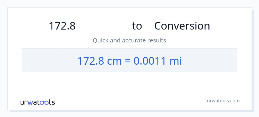 การแปลง 172.8 เซนติเมตร เป็น ไมล์