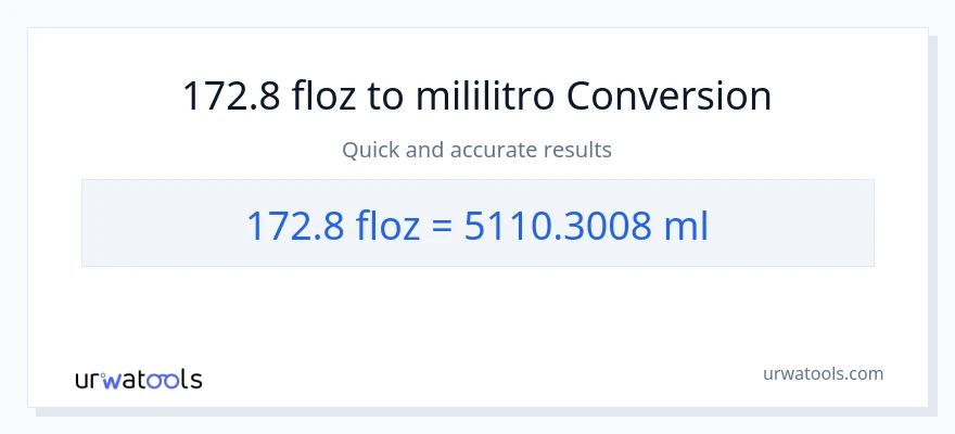 172.8 mga onsa ng likido patungong mga mililitro na conversion