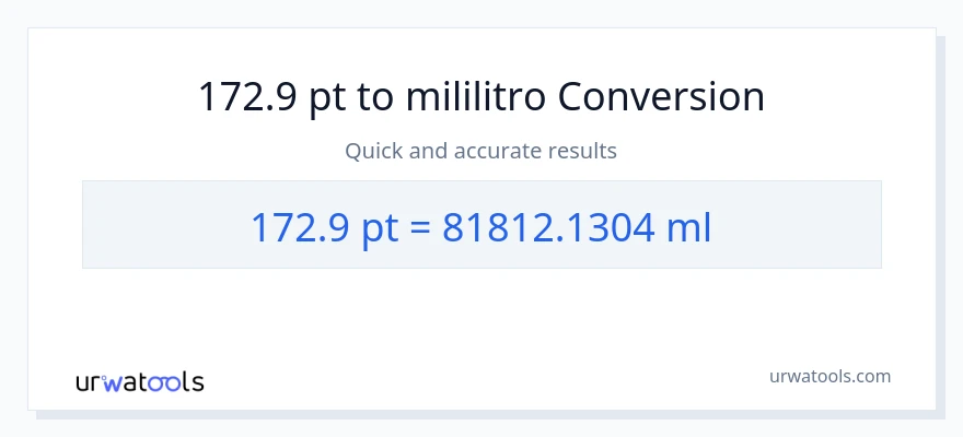 172.9 Pints patungong mga mililitro na conversion