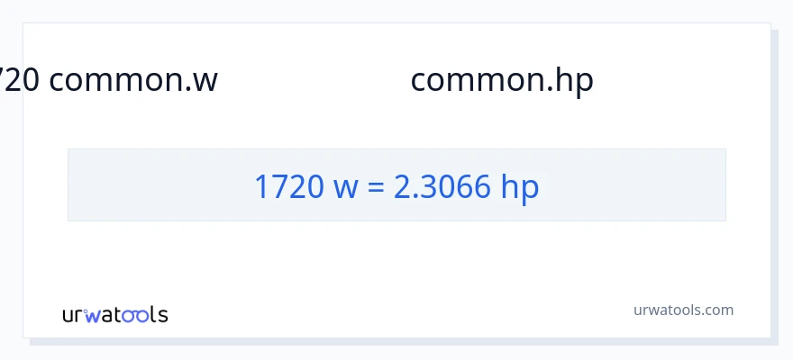 1720 வாட்ஸ் இலிருந்து குதிரைத்திறன் வரை மாற்றம்