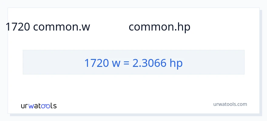 1720 వాట్స్ నుండి అశ్వశక్తి కు మార్పిడి