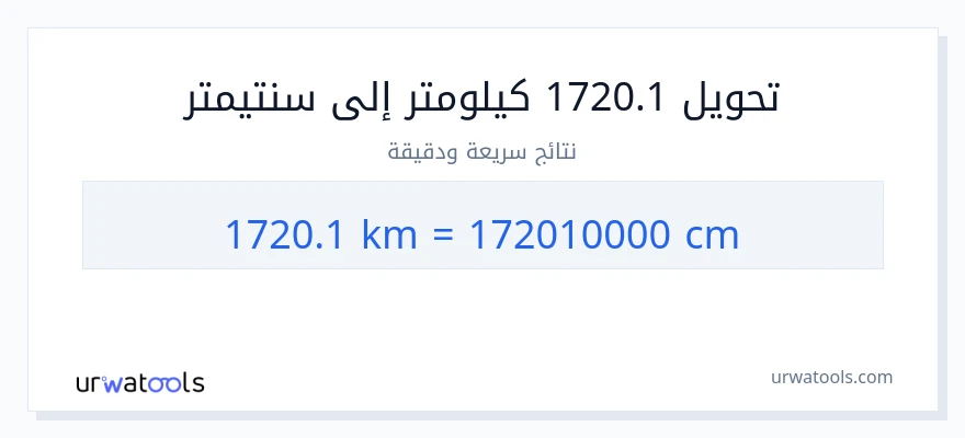 التحويل من 1720.1 كيلومترات إلى سنتيمترات