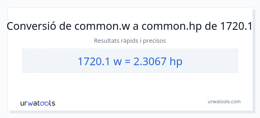 Conversió de 1720.1 watts a cavalls de força
