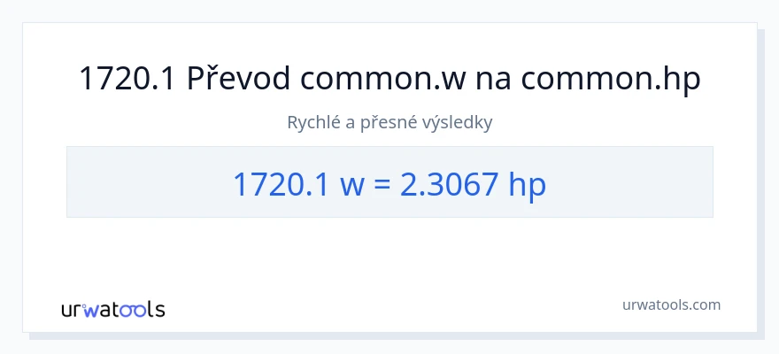 Konverze z watty na koňská síla: 1720.1