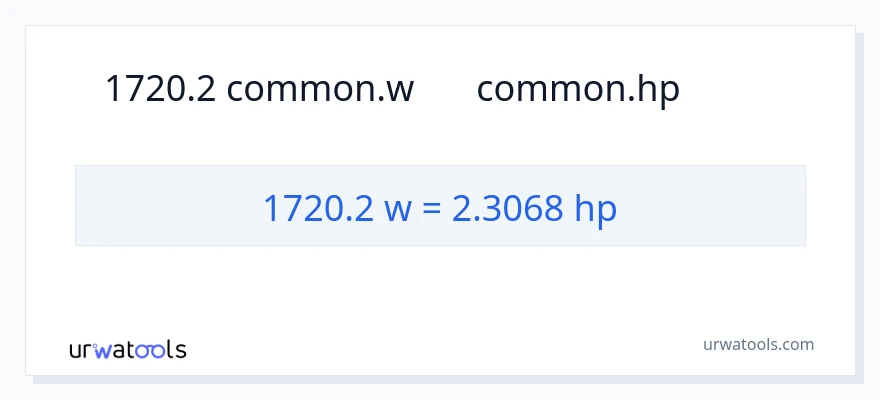 1720.2 ワット から 馬力 への変換