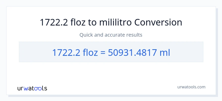 1722.2 mga onsa ng likido patungong mga mililitro na conversion
