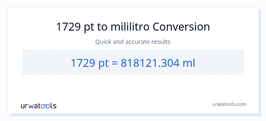 1729 Pints patungong mga mililitro na conversion