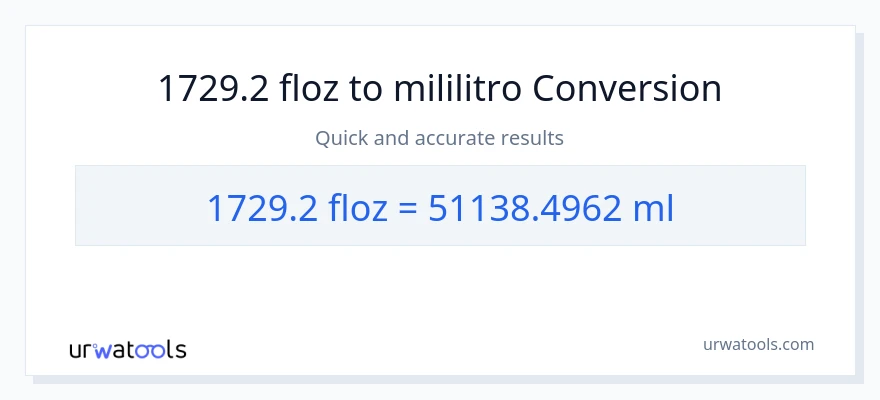 1729.2 mga onsa ng likido patungong mga mililitro na conversion
