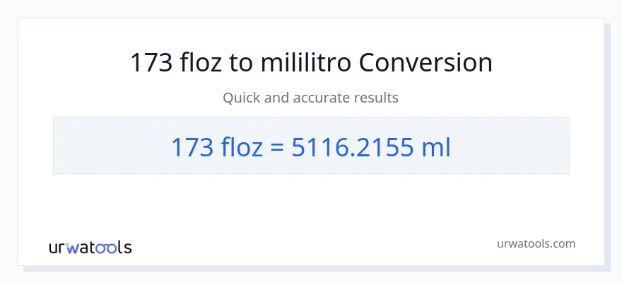 173 mga onsa ng likido patungong mga mililitro na conversion