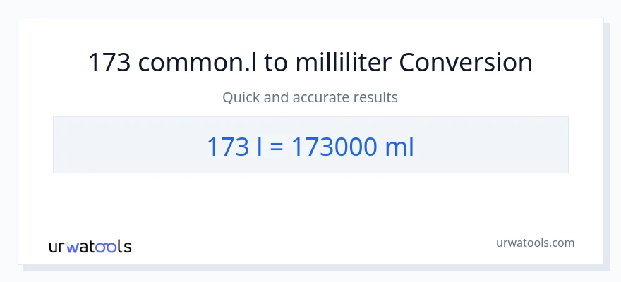 173 Liters til milliliter konvertering
