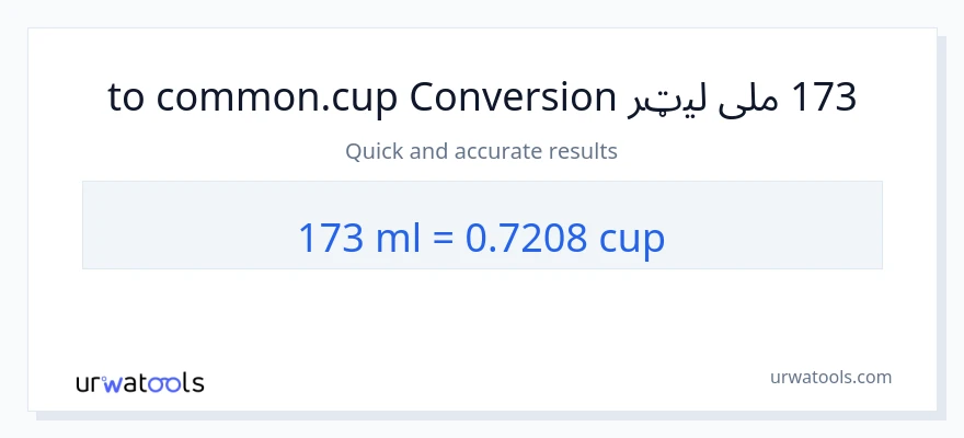 173 ملی لیټرونه ته پيالې بدلون