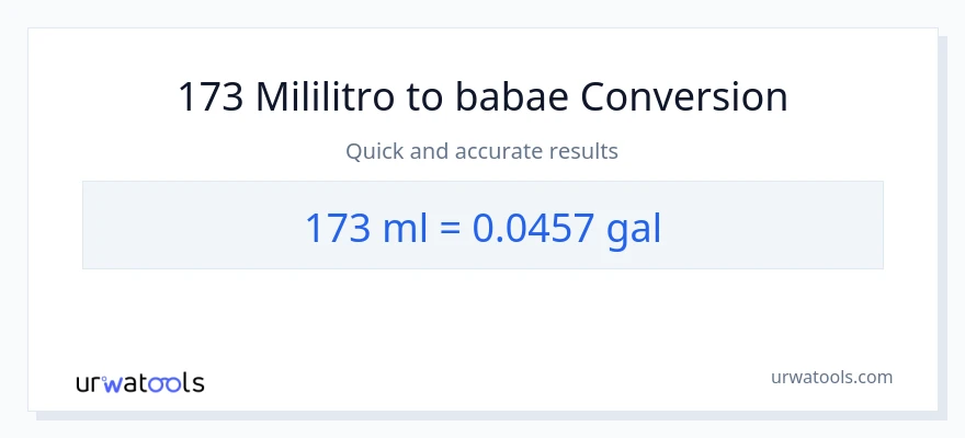 173 mga mililitro patungong Mga galon na conversion