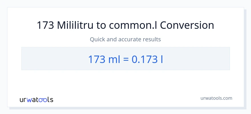 Conversie 173 mililitri la Liters