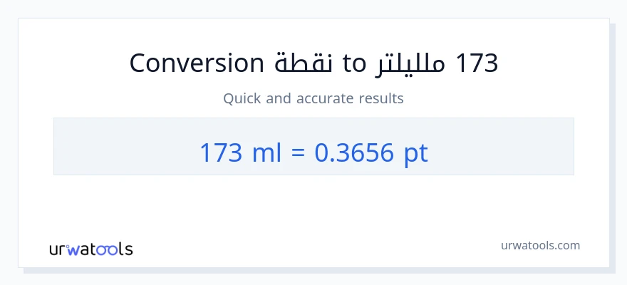 التحويل من 173 ملليلتر إلى Pints