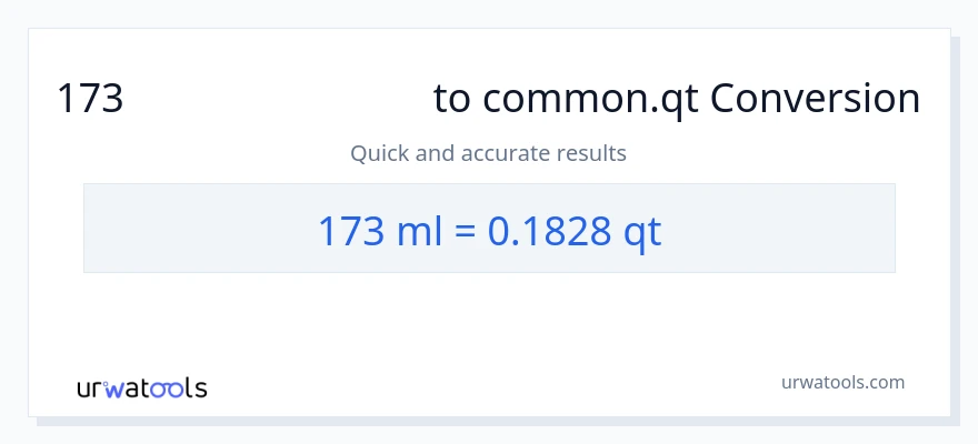 173 മില്ലിലിറ്റർ ൽ നിന്ന് Quarts ലേക്ക് പരിവർത്തനം