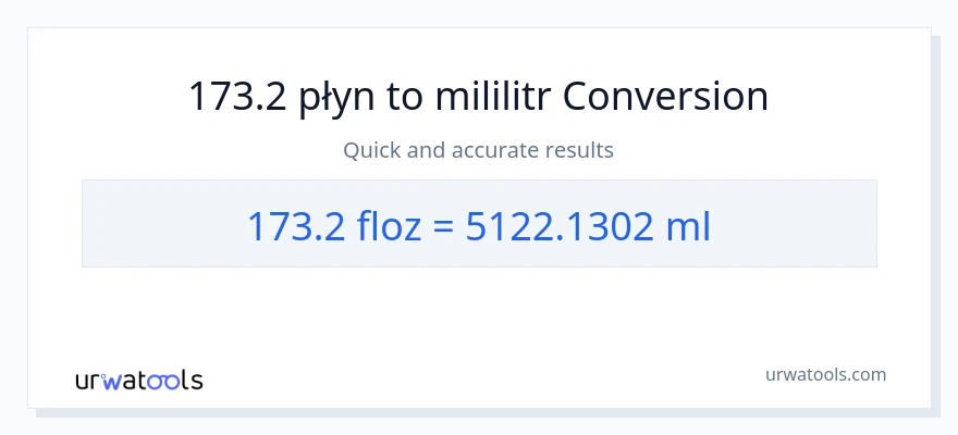 Konwersja 173.2 uncje płynu do mililitry