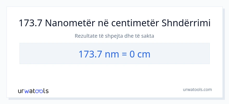 Konvertimi 173.7 nanometra në Centimetra
