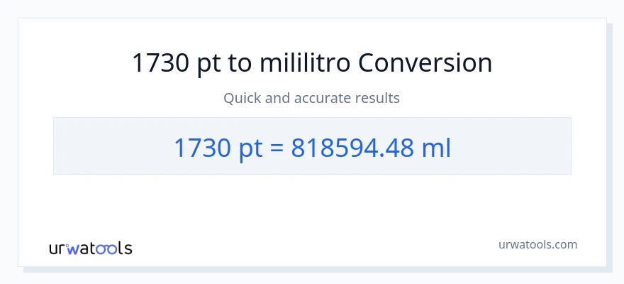 1730 Pints patungong mga mililitro na conversion