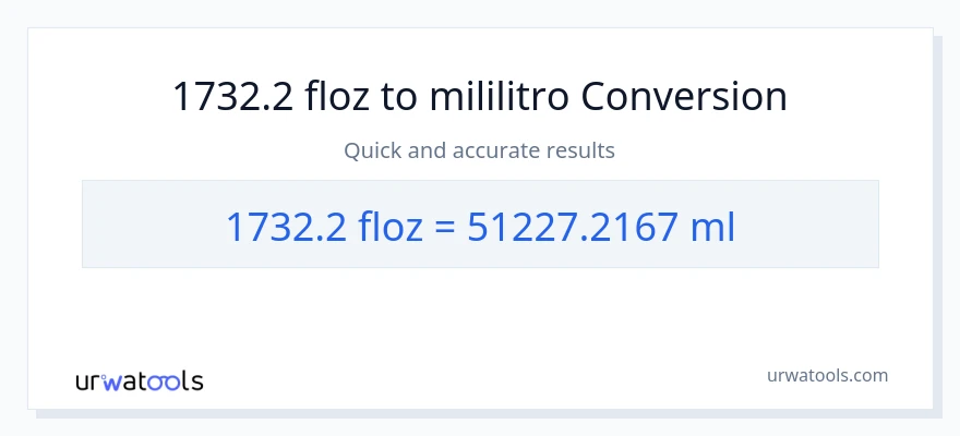 1732.2 mga onsa ng likido patungong mga mililitro na conversion