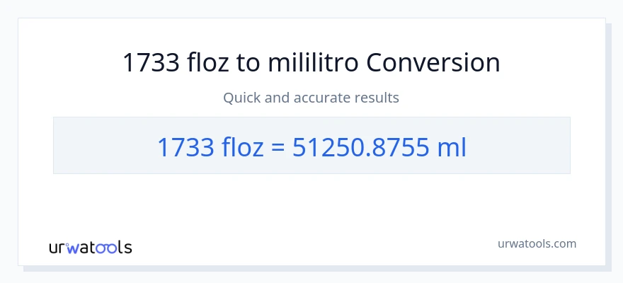 1733 mga onsa ng likido patungong mga mililitro na conversion