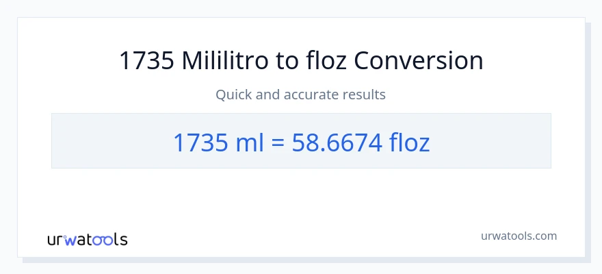 1735 mga mililitro patungong mga onsa ng likido na conversion