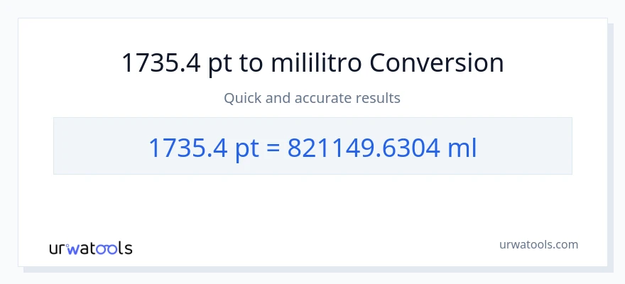 1735.4 Pints patungong mga mililitro na conversion