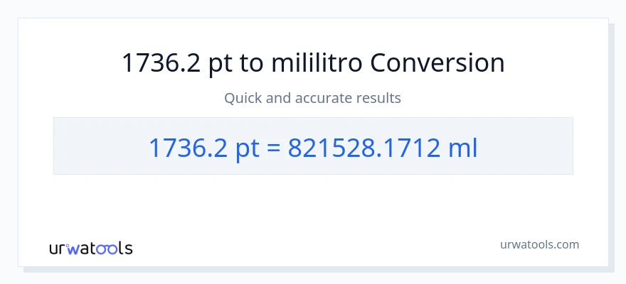 1736.2 Pints patungong mga mililitro na conversion
