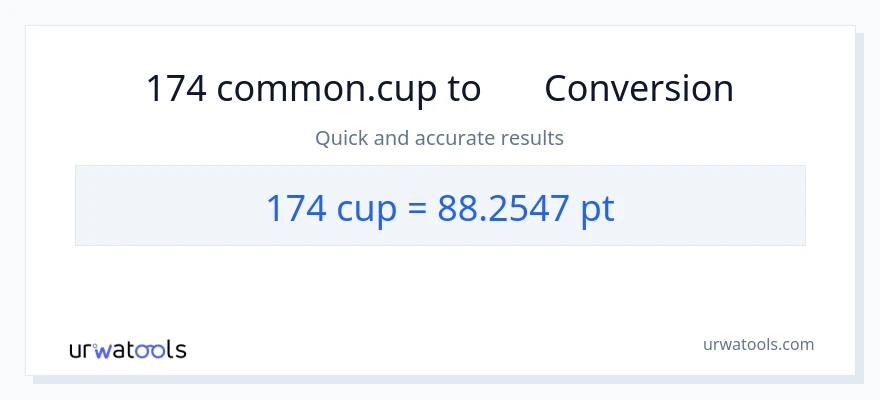 การแปลง 174 ถ้วย เป็น Pints