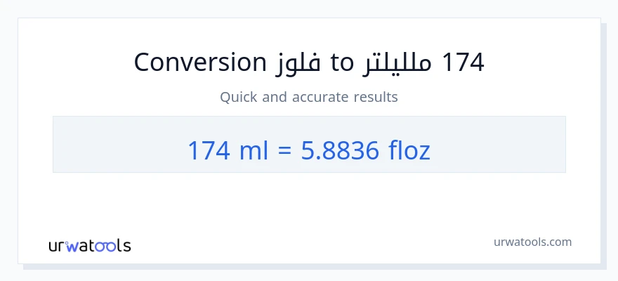 التحويل من 174 ملليلتر إلى أونصة سائلة