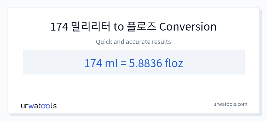 174 밀리리터에서 액량 온스으로의 변환