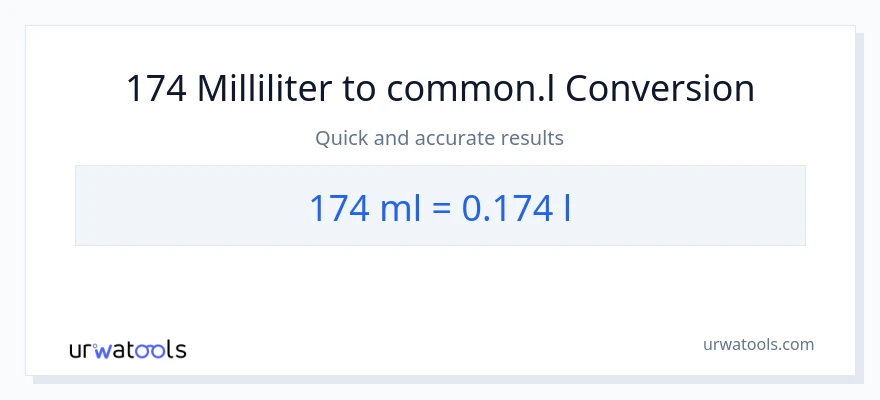 174 milliliter til Liters konvertering