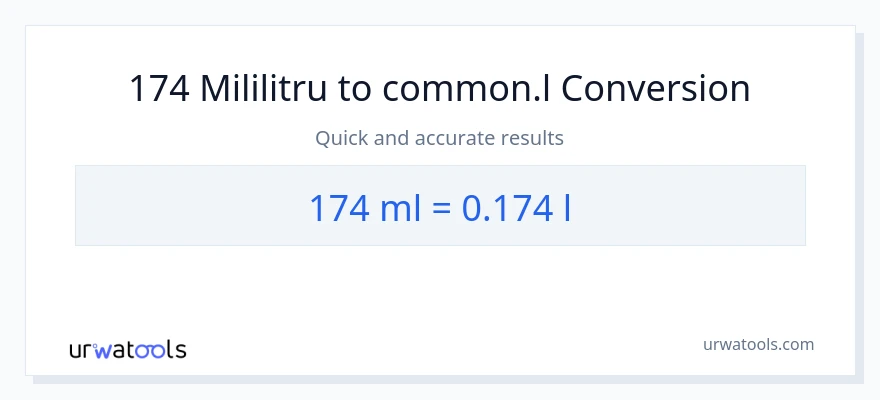 Conversie 174 mililitri la Liters