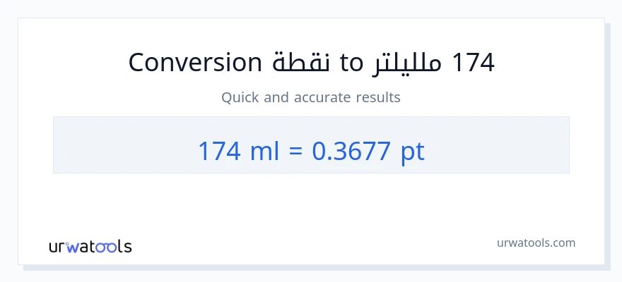 التحويل من 174 ملليلتر إلى Pints