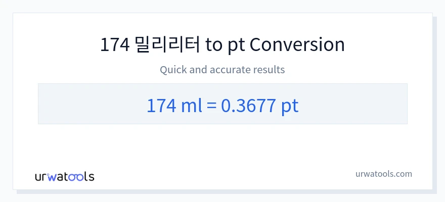 174 밀리리터에서 Pints으로의 변환