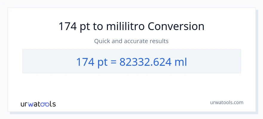 174 Pints patungong mga mililitro na conversion