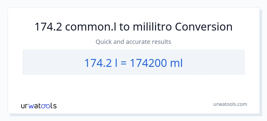 174.2 Liters patungong mga mililitro na conversion