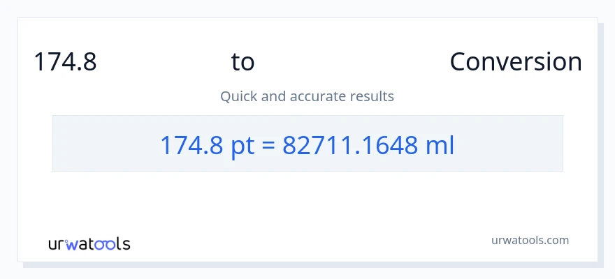 174.8 Pints ൽ നിന്ന് മില്ലിലിറ്റർ ലേക്ക് പരിവർത്തനം