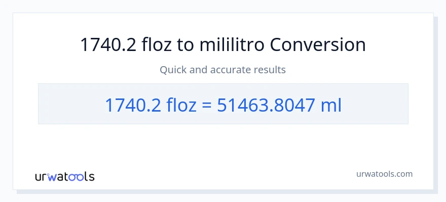1740.2 mga onsa ng likido patungong mga mililitro na conversion